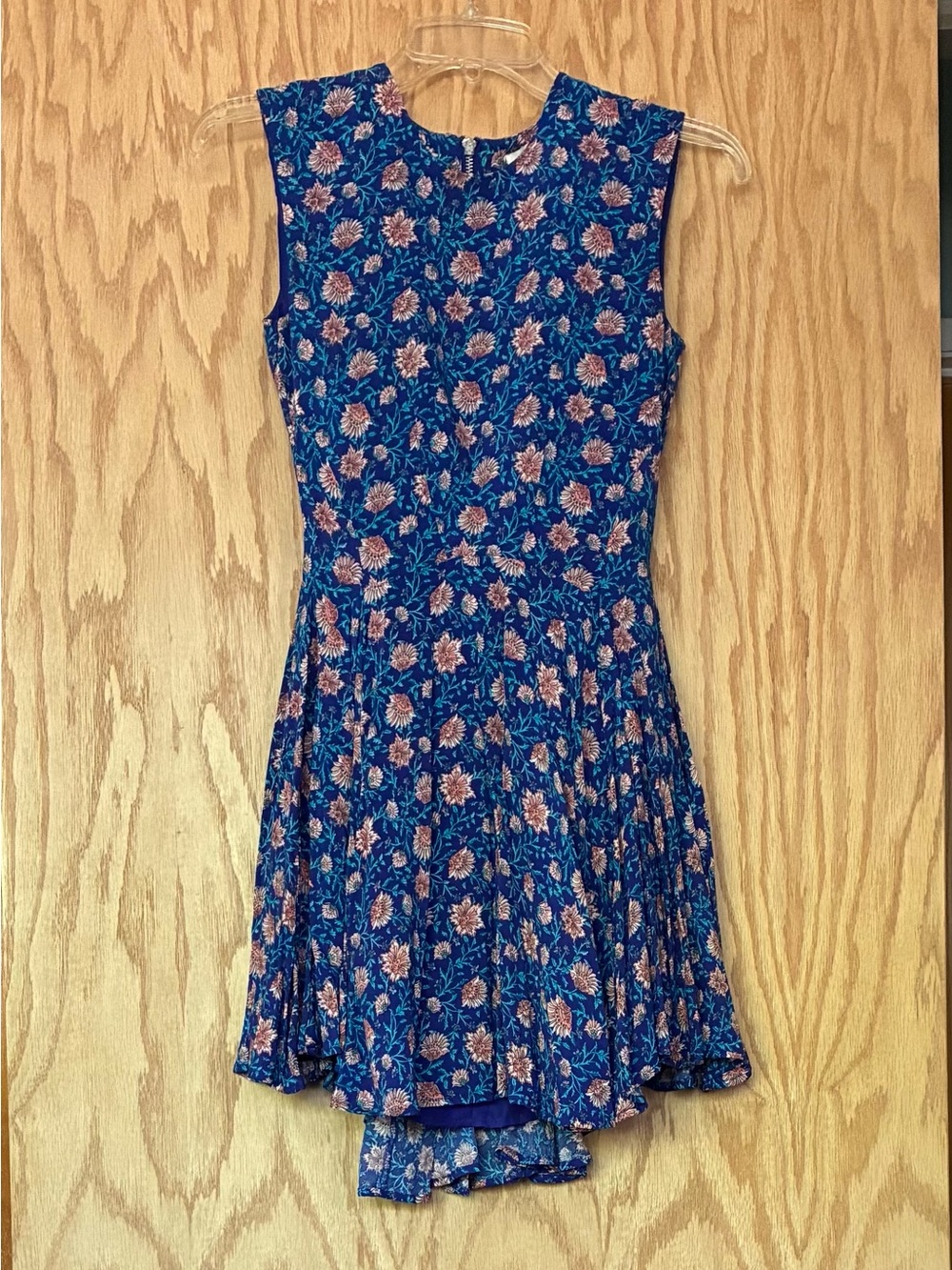 H&M Blue Floral Mini Dress with Pink Flowers